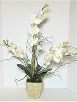 Faux White Orchid in Planter