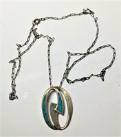 Sterling & Turquoise Pendant on Chain