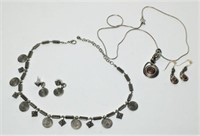 Two Necklace & Earring Sets in Pewter