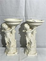 Pair of Porcelain Angel Planters