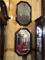 2 Beveled Glass Wall Mirrors with wood frame