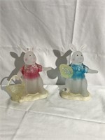 Pair of battery operated rabbit lamps