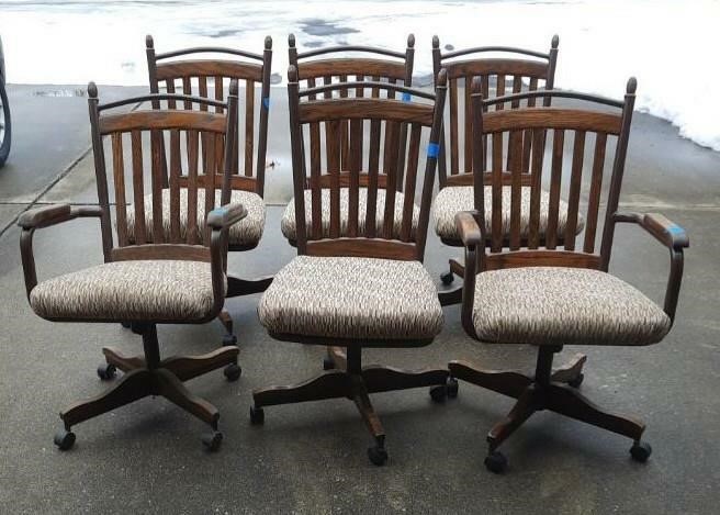 6 Rolling Dining Room Chairs Sherwood, Wheeled Dining Room Chairs