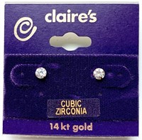 14kt Gold Claire's Cz Stud Earrings