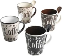 Mr Coffee Bareggio Mug and Spoon Set, Set of 4,
