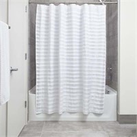 iDesign Tuxedo Striped Fabric Shower Curtain,