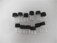 Lot Of (12) Glass Vials With Black Screw Tops