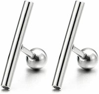 Stainless Steel Cylinder Bar Stud Earrings for Men