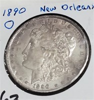 1890-O US Morgan silver dollar New Orleans AU-BU