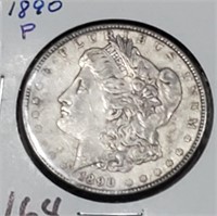 1890 US Morgan silver dollar Philadelphia VF-XF