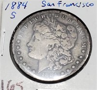 1884-S US Morgan silver dollar San Francisco Fine