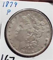 1879 US Morgan silver dollar Philadelphia XF-AU