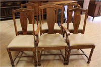 Set of 6 oak barley twist dining chairs