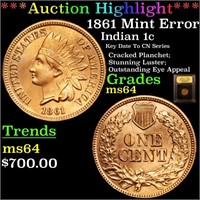 *Highlight* 1861 Mint Error Indian 1c Graded Choic