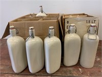 Lot of Stoneware Bottles with Stoppers