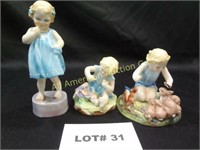 Three Royal Worcester figurines modeled by Freda G