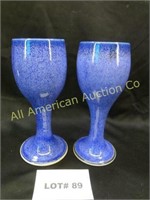 Two David Chohlidakis blue goblets