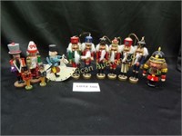 Twelve wooden Christmas decorations, various
