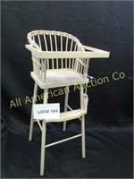 Antique wicker back/rattan  doll high chair, 20"