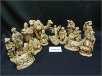 Ceramic Nativity scene characters, sixteen pieces