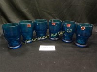 Set of six unused Viking cobalt blue glass tumbler