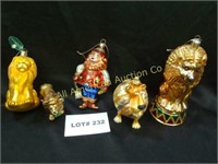 Five "Lion" theme glass Christmas ornaments