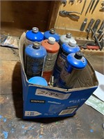 Misc propane bottles -7 + 3 torch tips