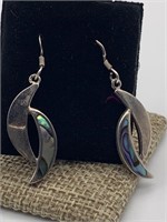 Sterling Silver Abalone Inlay Dangle Earrings