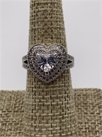 Stunning Sterling Heart CZ Engagement Ring