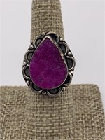 Sterling Silver Purple Druzy Chunky Ring