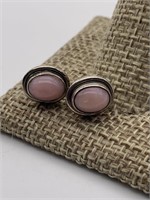 Sterling Silver Pink Moonstone Earrings