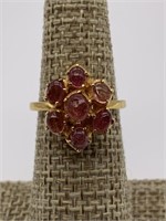 Sterling & Gold Vermeil Ruby Cluster Ring
