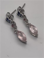 Sterling Silver Rose Quartz & Garnet Earrings