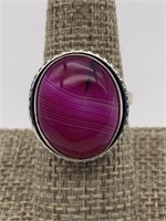 Rare Pink Botswana Agate Sterling Silver Ring