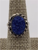 Stunning Blue Druzy Sterling Silver Ring