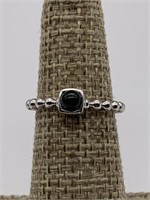 Sterling Silver Tourmaline Beaded Ring