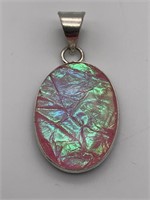 Pink Dichroic Sterling Silver Pendant