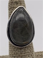 Sterling LG Pear Cut Ammolite Ring