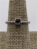 Sterling Silver Beaded Tourmaline Ring