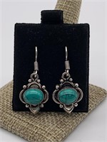 Sterling Silver Matrix Turquoise Dangle Earrings