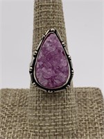 Thick Purple Druzy Sterling Silver Ring
