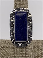 Sterling Silver Lapis Lazuli Long Ring