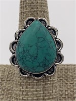 Sterling Large Matrix Turquoise Pear Cut Ring