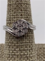 Sterling Silver Pave Diamond Ring