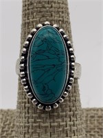 Sterling Silver Beaded Matrix Turquoise Ring