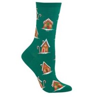 $7 One Size Hot Sox Gingerbread House Womens Socks