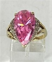 10K Gold Ring with Pink Stone