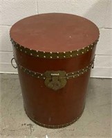 Painted Round Trunk with Metal Accents & Nailhead