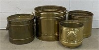 Vintage Brass Planters, Lot of 4