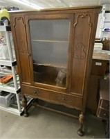 Antique Ornate Carved Cupboard with Glass Door